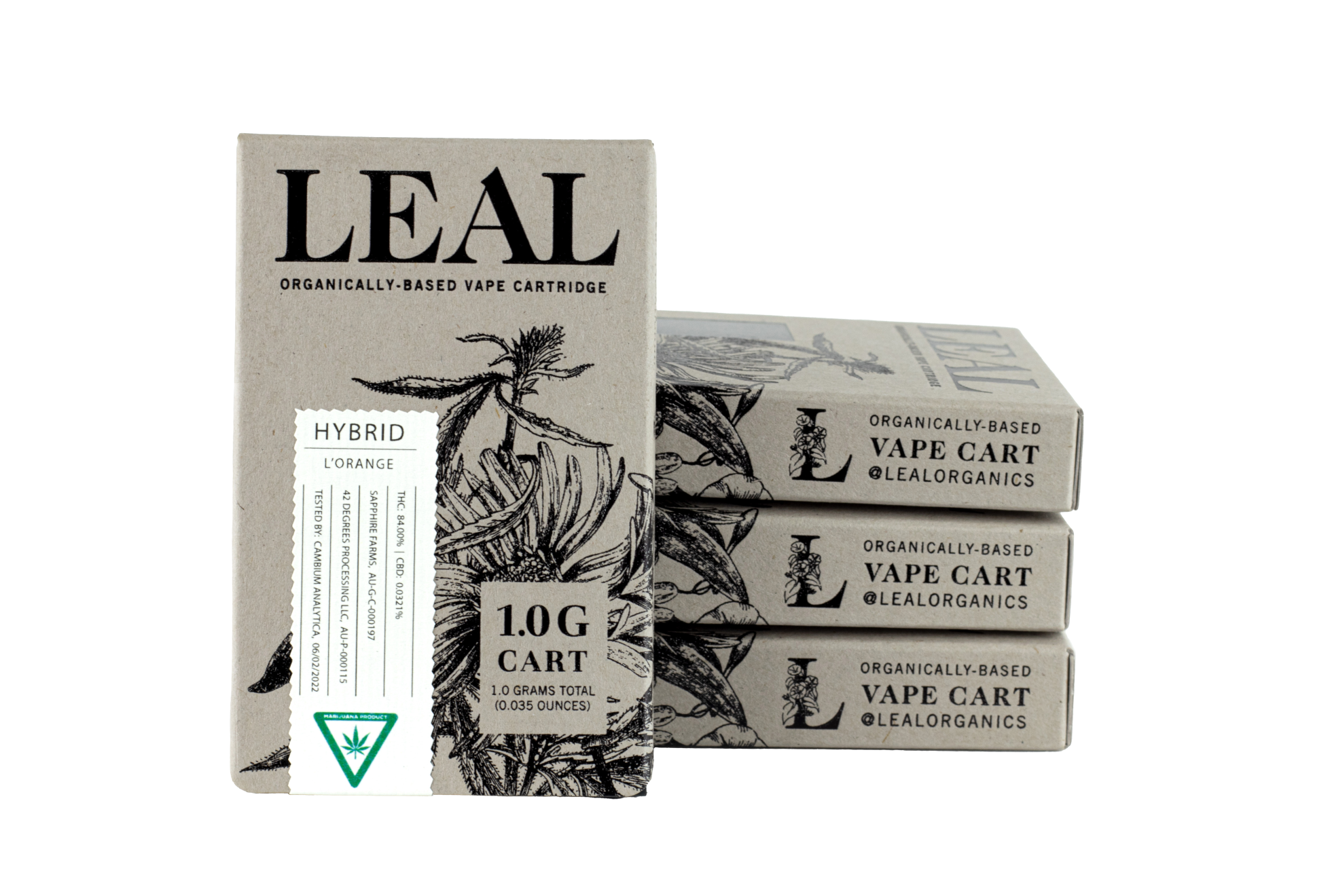 1g Vape Cart - Front - Transluscent organic vape cartridge